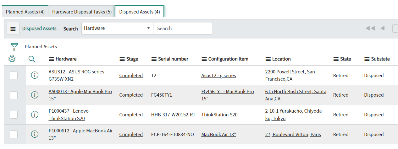 Hardware Asset Disposal Orders in ServiceNow
